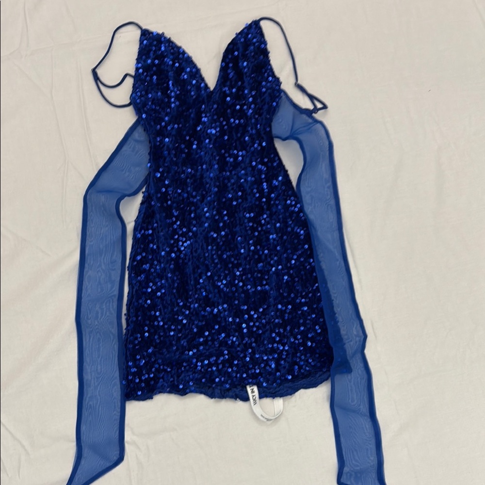 Lucy in the Sky Blue Sequin Backless Dress XS